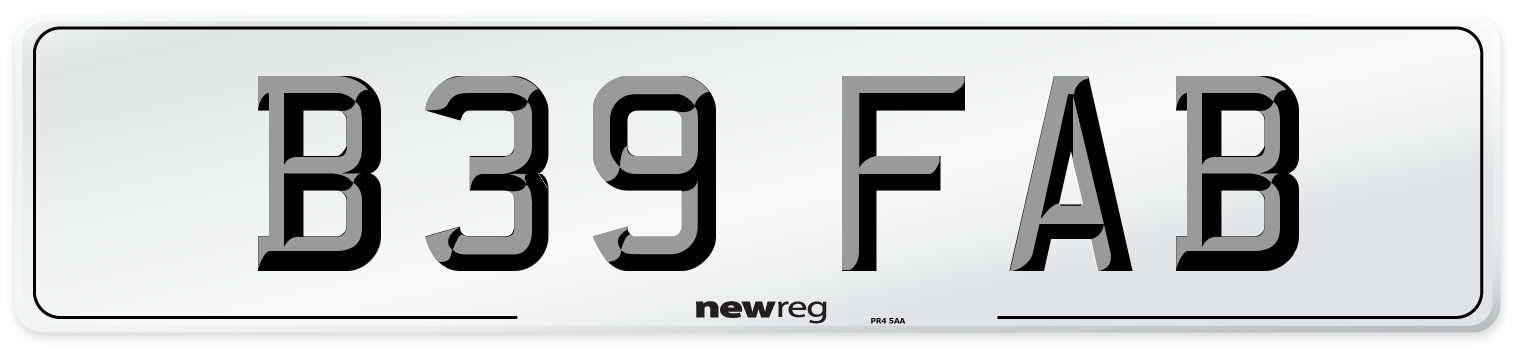 B39 FAB Number Plate from New Reg